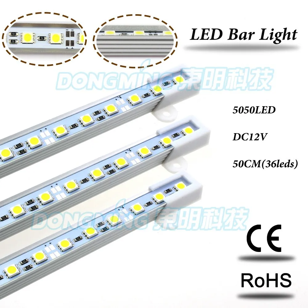 Алюминиевый U/V Профиль СВЕТОДИОДНЫЙ luces полоса 0,5 м 36 светодиодный s 5050 светодиодный свет бар 12 В кухонный светодиодный светильник под шкаф теплый белый/белый