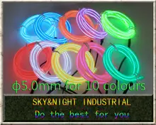 High brightness 5.0mm Neon light / EL Wire/Led Flexible Light 60M (Ten colors option) do not including invertewith Free shipping