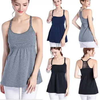 

Women Mother Maternity Clothes pregnancy clothes For Breastfeeding Tops Sleeveless Nursing T-shirt Top