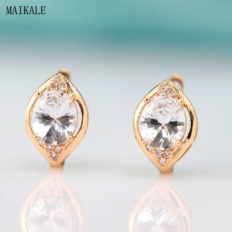 

MAIKALE Simple Round Stud Earrings for Women Cubic Zirconia Round Zircon CZ Gold Silver Clip on Earing New Fashion Jewelry