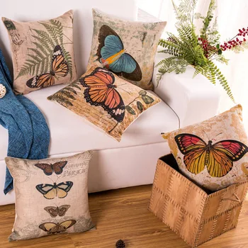 

Free shipping high quality&special price linen cushion (not including filling) tree//flower/bird/butterfly 45*45cm