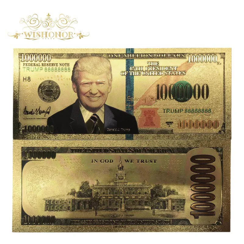 10Pcs New Halloween Party Banknote American Banknote 1 Dollar Bills Banknote in 24K Gold Plated Paper Money For Gifts - Цвет: 1Million