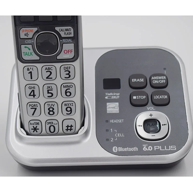 2 أجهزة KX-TG7731S الرقمية الهاتف اللاسلكي DECT 6.0 رابط إلى الخليوي عبر بلوتوث الهاتف اللاسلكي مع نظام الرد