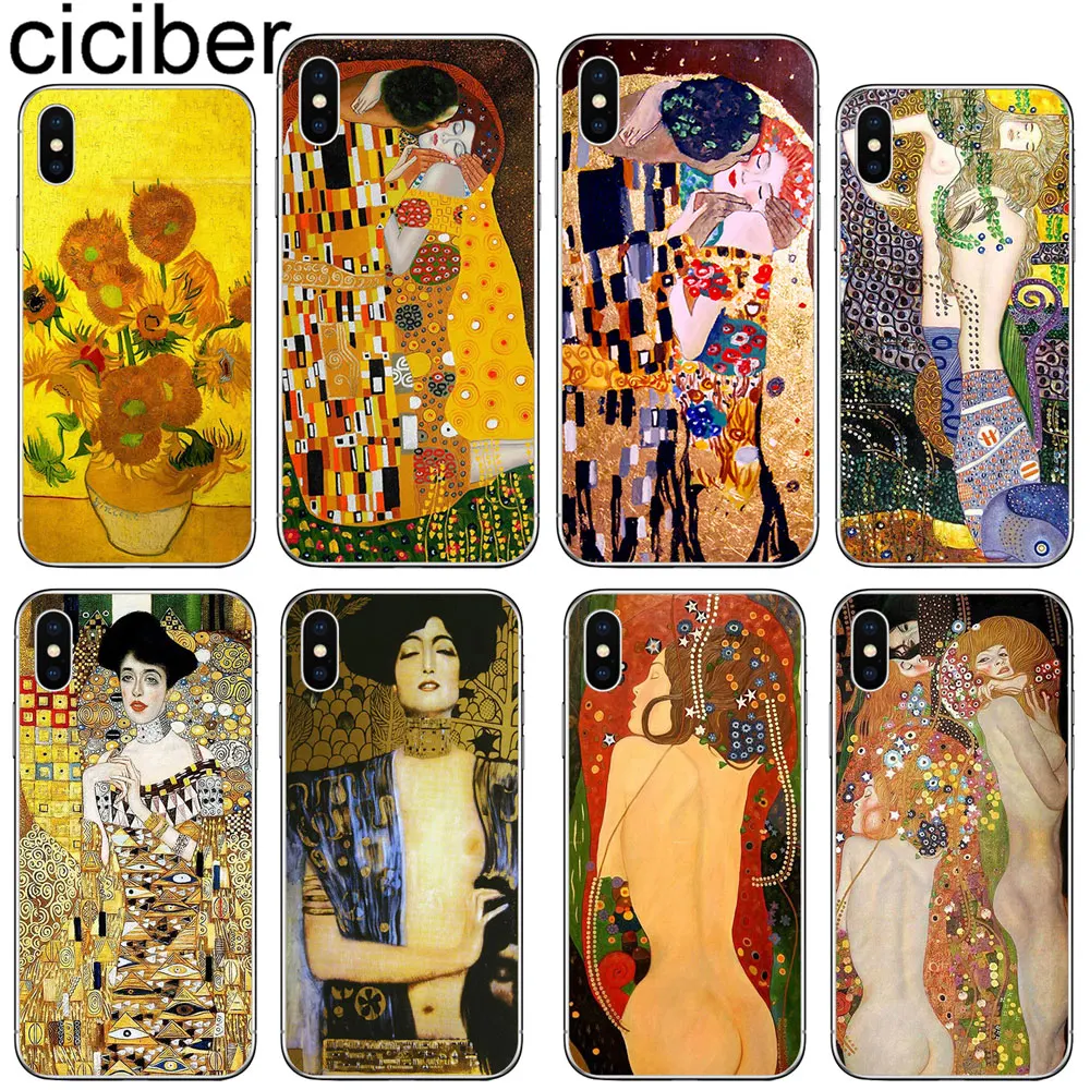 

ciciber Phone Case for Iphone X XR XS Max Soft Silicone Kiss by Gustav Klimt Cover for iphone 7 8 6 6S Plus 5S SE 11 Pro Max