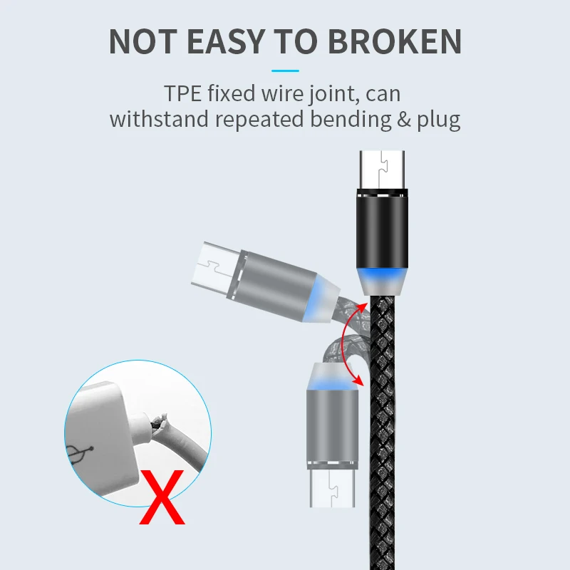 Greenport Magnetic phone cable micro type c ios charging cord(7)