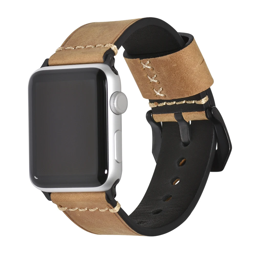 BEAFIRY для Apple для ремешка часов 38 мм 42 мм Натуральная кожа Crazy Horse из телячьей кожи кожаный ремешок для наручных часов iwatch, 40 мм 44 4/3/2/1