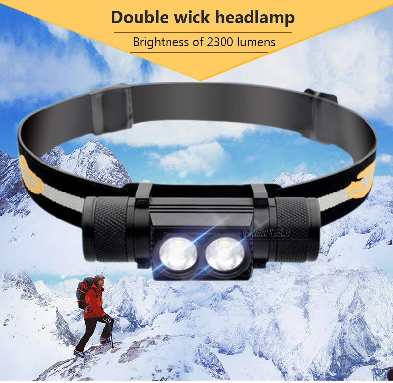 LED Headlamp mini USB Charging Headlight Super bright L2 Head Torch Camping Fishing head lamp waterproof 18650 Lantern hunting