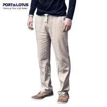Port & Lotus Hose Männer Neue Mode Leinen Männer Beiläufige Feste Lose Hause Strand Männer kleidung Hosen Kleidung 001 großhandel