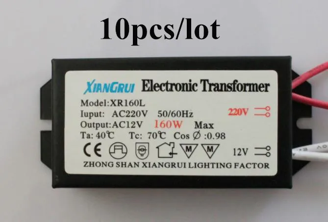 

10pcs/ High quality 160W Electronic Transformer 220V - 12V LED Halogen Light Bulb Lamp Power Driver Supply good performance