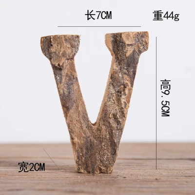 Вместе с корой твердой древесины Ретро Деревянный Английский алфавит номер для кафетерий бар украшение дома Винтаж DIY буквы - Цвет: V