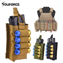 Тактический Подсумок для журналов с 4 кадрами, 12 Калибр, оружейные снаряды, один 5,56 мм, подсумок с ружьем для охоты