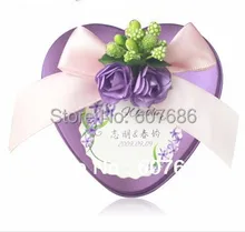 100 Pieces Purple Heart Mint Tins with Customize Card, 65*67*32mm Metal Tin Box Case Customize Wedding Favor EMS Free Shipping