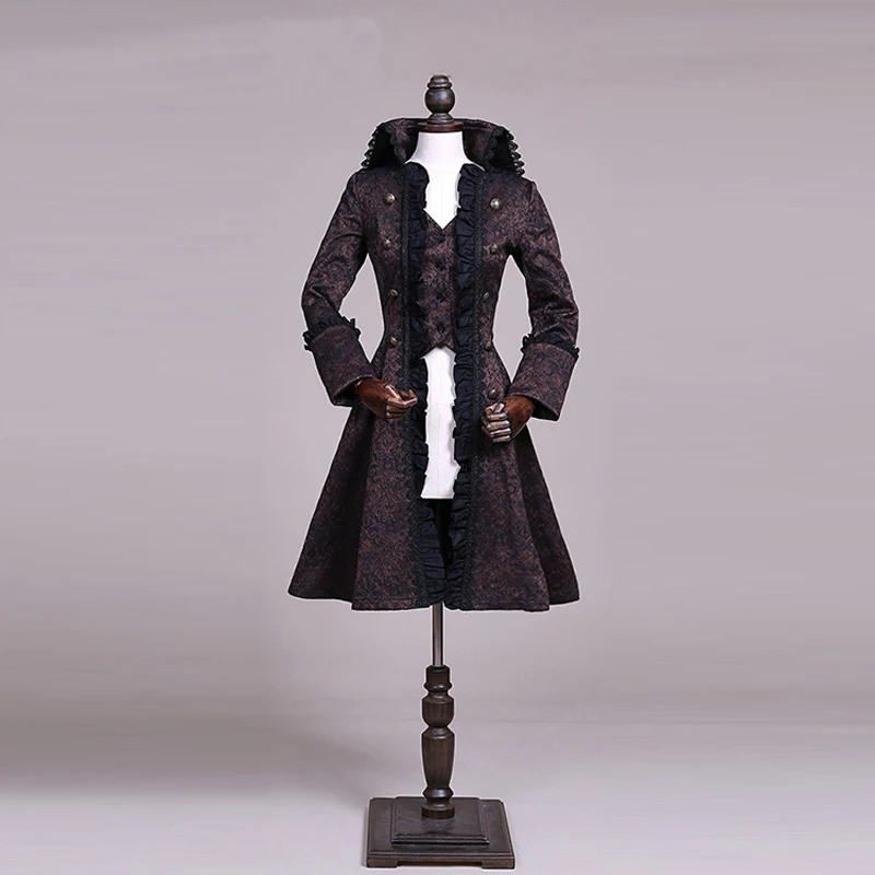 Демисезонный женский винтажный Лолита Cotume Европа дворец Волан жаккардовое платье тонкий длинный плащ