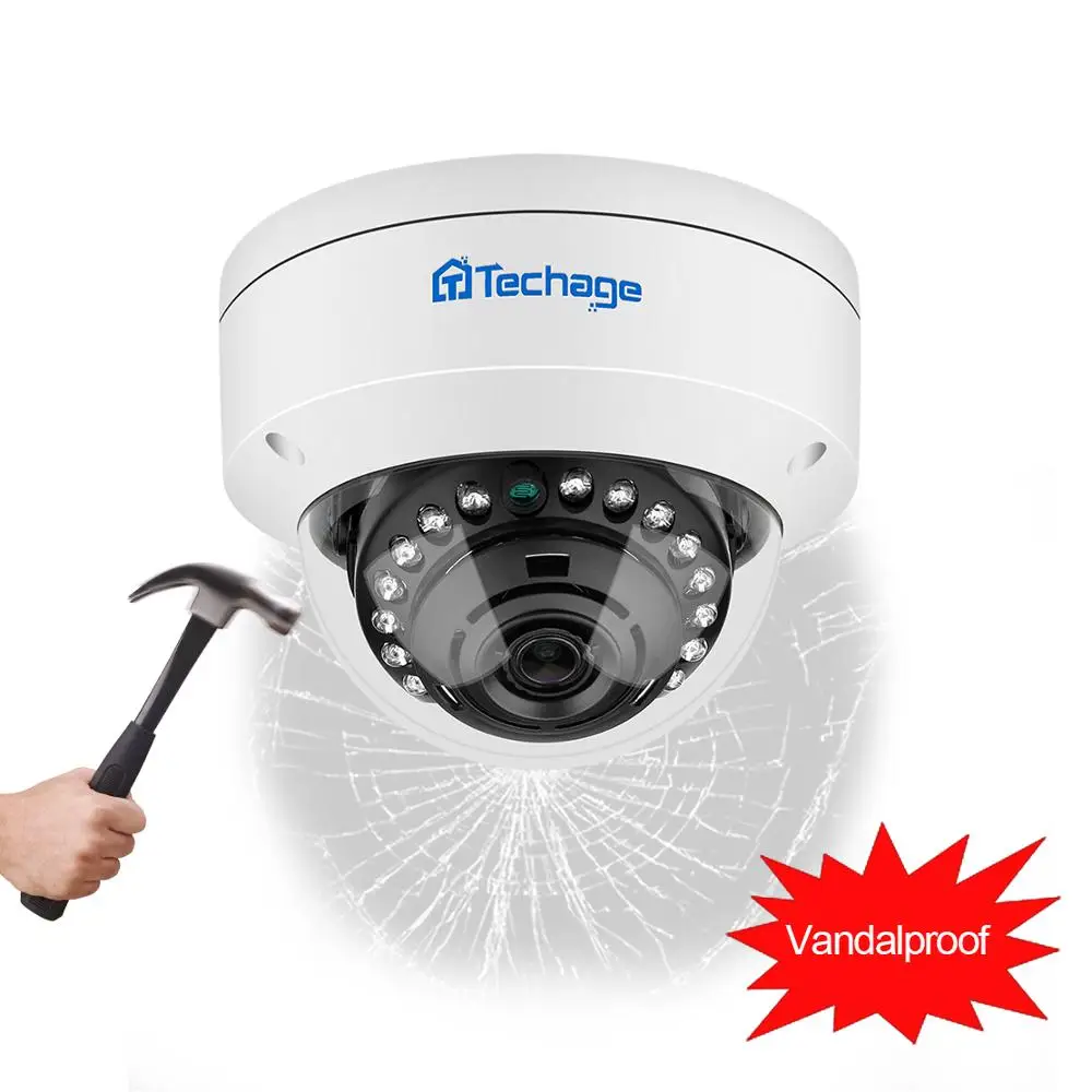 Techage 4MP 5MP 48V POE IP Camera H.265 Dome VandalProof Waterproof Audio Record P2P ONVIF Home CCTV Security Video Surveillance