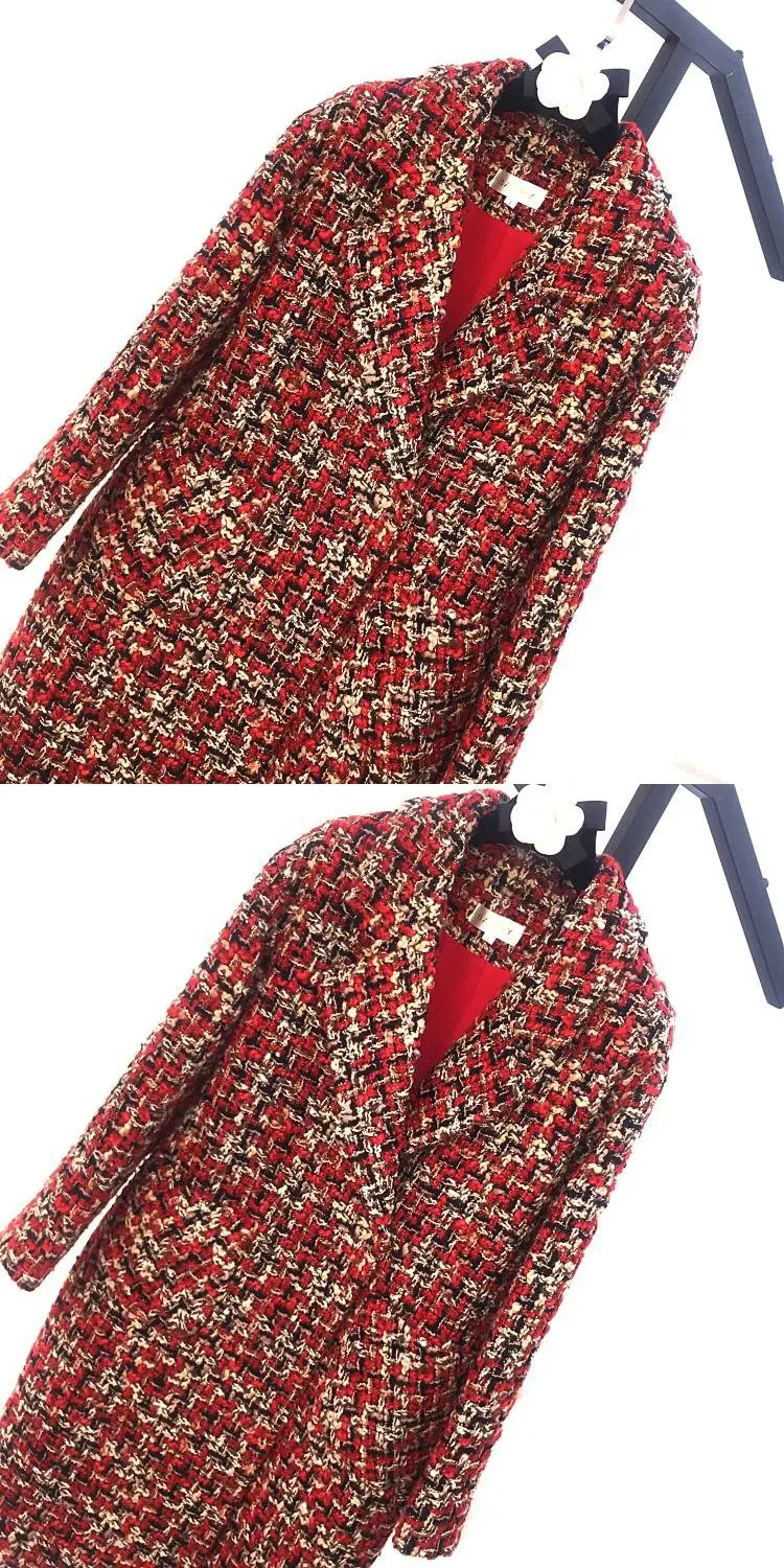 New medium long style high end tweed wool coat women s coat zero cashmere popular