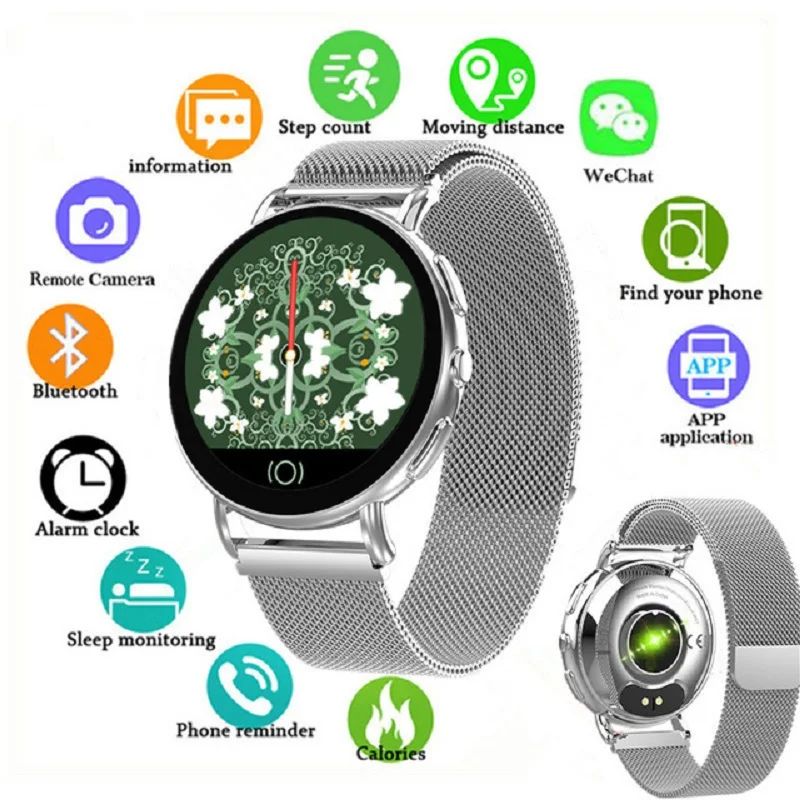 Skup Inteligentny zegarek do monitorowania tętna kobiet bransoletka z monitorem aktywności krokomierz zegar wodoodporny sportowe damskie smartwatch dla iOS Android