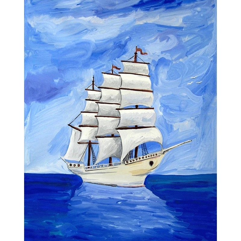 5d Diamond Painting Full Round Scenery Boat Mosaic DIY Embroidery Sea Landscape Cross Stitch Home Decorative Craft | Дом и сад