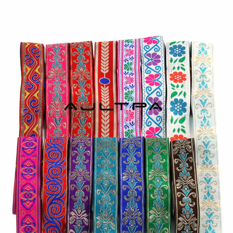Cheap 700Meters 35mm Width Filigree Woven Webbing Tape Ethnic Trim Costume National Jacquard Ribbon Sewing Accessories 1