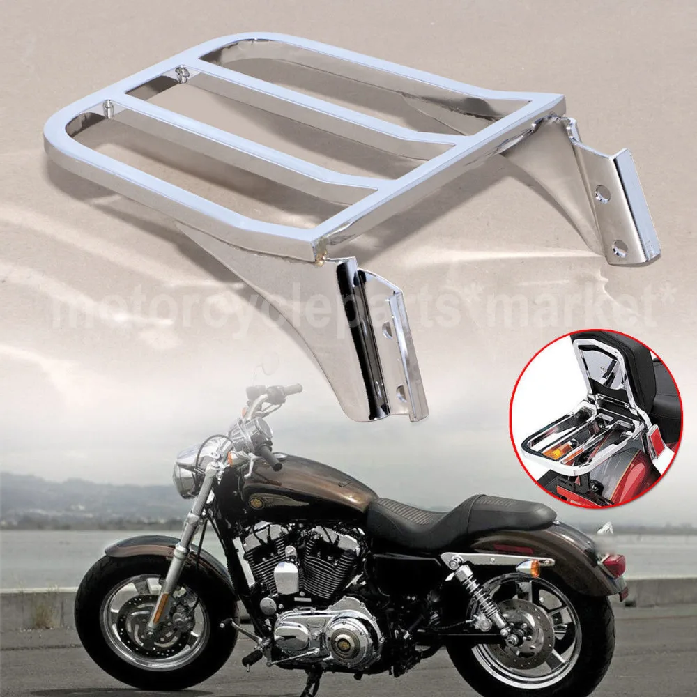 

Chrome Motorcycle Steel Sissy Bar Backrest Luggage Rack Rear Carrier For Harley Dyna Softail FXDF FLST FLSTC FLSTSC