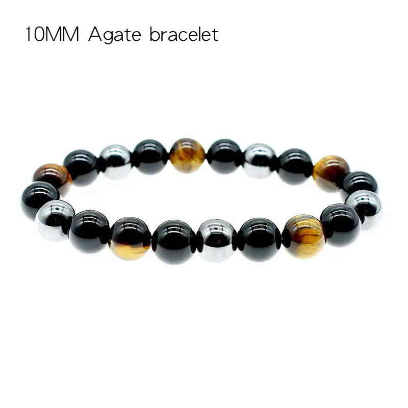 Men Bracelets Natural Stone Bracelets for Women 10mm Beads Black