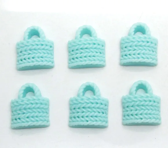 

50Pcs Resin Blue Bags Decoration Crafts Flatback Cabochon Scrapbooking Fit Hair Clips Embellishments Beads Diy