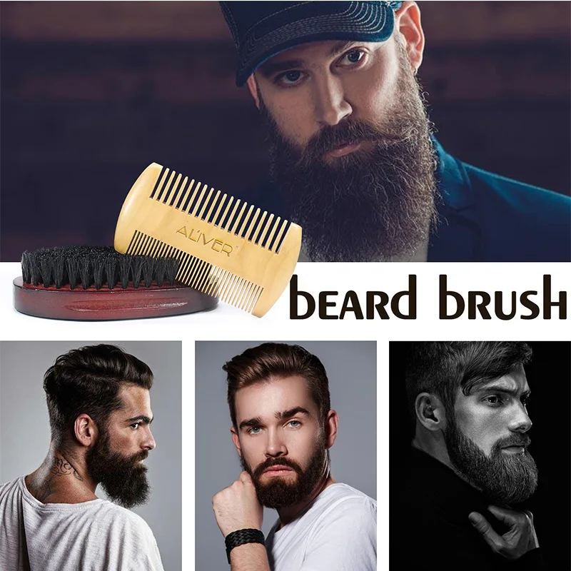 

2019 NEW ALIVER Wooden Beard Comb Anti Static Wood Pocket Comb with Fine Coarse Teeth For Beard Hair Mustaches Beard Hair Comb