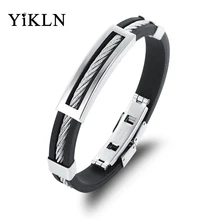 YiKLN модные оригинальные силиконовые браслеты для щиколоток из нержавеющей стали выдалбливают мужской Браслет-амулет ювелирные изделия Pulseras YOPH946