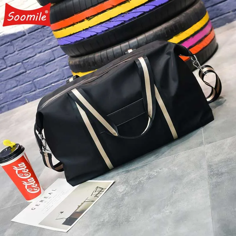 Portable Female Travel Bag Large Capacity Shoulder Short Duffle Folding Nylon Fashion Leisure Handbag | Багаж и сумки