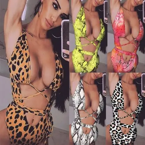 

2pcs/pack New Siamese Bikini bikini Leopard Striped One-piece Swimsuit