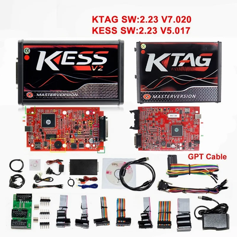Онлайн EU Red Kess V5.017 V2 5 017 OBD2 набор для настройки менеджера KTAG V7.020 No Token K TAG 7 020 Master V2.23