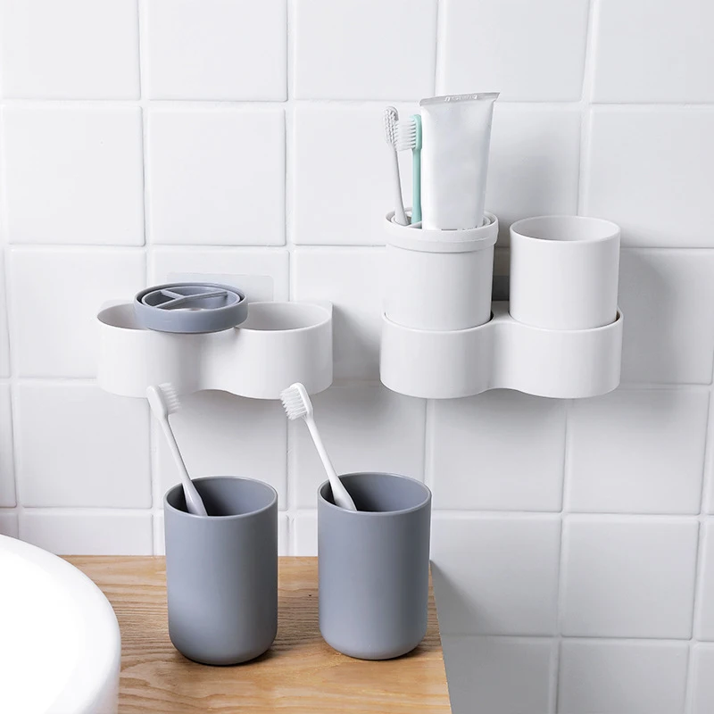 

New Hot 1 Pcs Toothbrush Holder Travel Cup Storage Shelf Organizers Wall Hanging for Bathroom SMD66