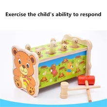 High Quality Wood Noise Maker Baby Toy Musical Instrument Wood Sound Knock Ball Wooden Toy Hit Gopher Hamster Game birthday gift
