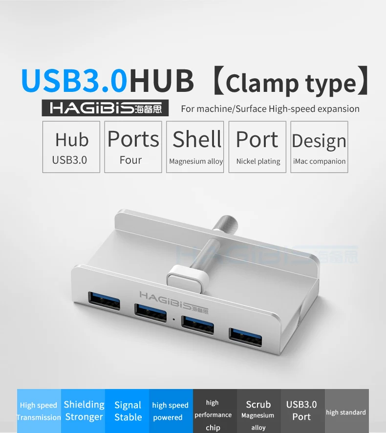 Сверхтонкий usb-хаб hagибис с 4 портами, высокоскоростной алюминиевый usb-хаб, usb-хаб, интерфейс питания для компьютера Macbook, usb-хаб