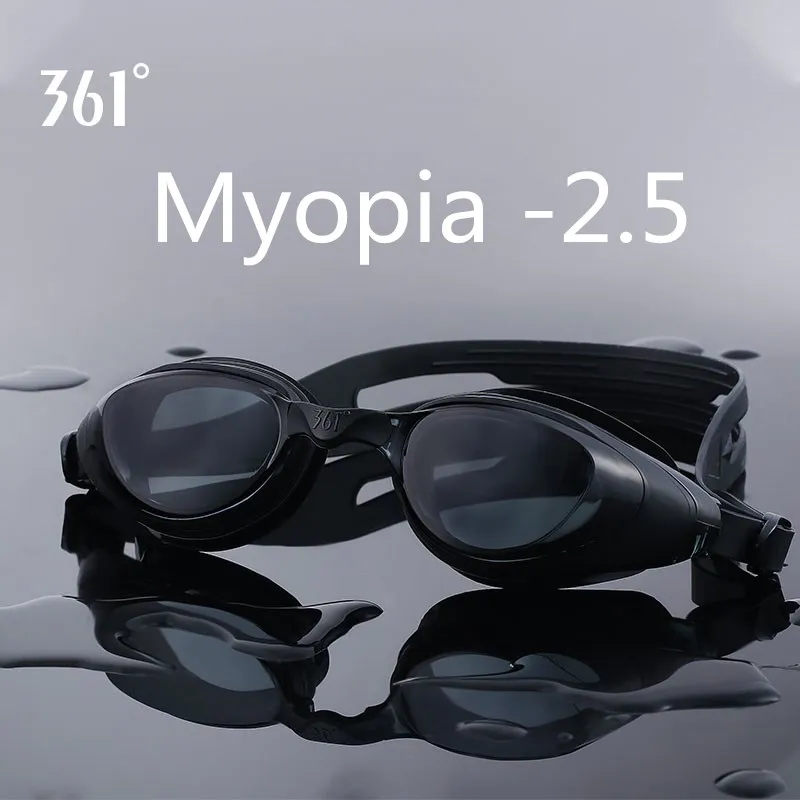 Black -2.5 361 очки для плавания для близорукости, очки для плавания для бассейна, зеркальные очки для плавания для взрослых мужчин, женщин и детей - Цвет: Black -2.5