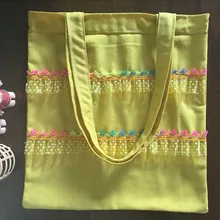 Yile Мода Уникальный Желтый Хлопок Холщовой сумка плиссированной отделкой 715c