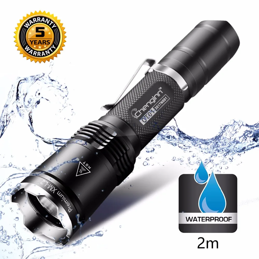  High beam military tactical flashlight powerful LED flashlight convoy diving Self Defense IPX8 torc - 32814938128