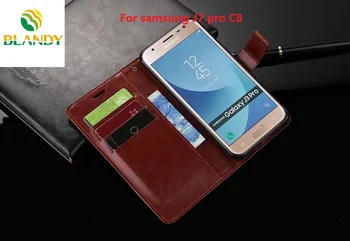 

100pcs/lot For samsung C8 J7 pro Book Style Crazy Horse Leather TPU Wallet Case Cover For Samsung Galaxy note 8
