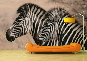 

Custom Wallpaper Murals Wall Two Zebra Wall Self Adhesive Vinyl Wall Sticker Poster Wall Paper Home Decor