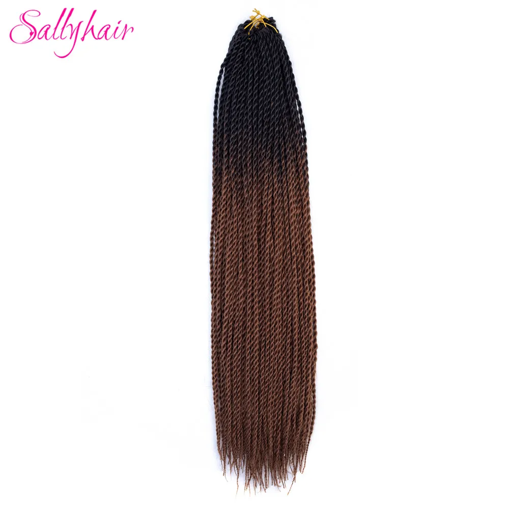 Sallyhair, 24 дюйма, 20 прядей, Омбре, цвет, сенегаль, закрученные косички, волосы для наращивания, высокая температура, синтетические, вязанные, косички - Цвет: #35