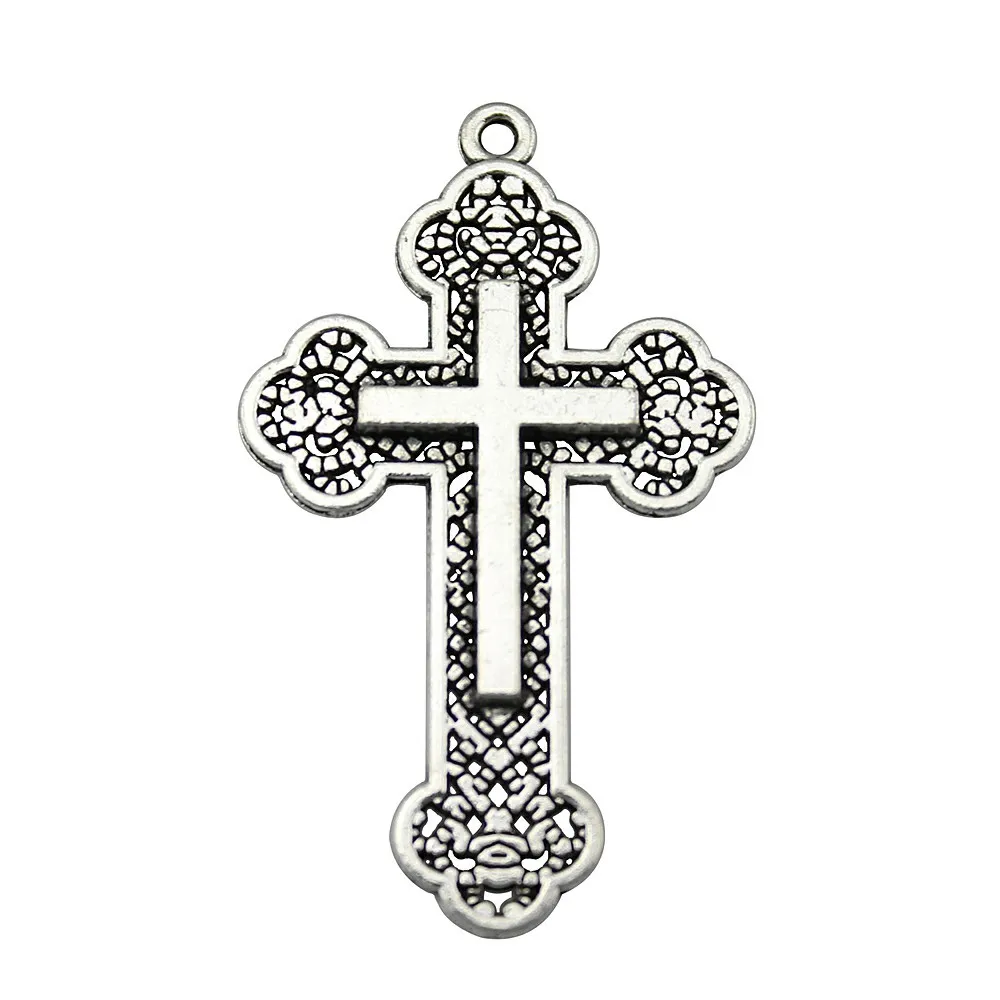 

3pcs 2 Colors Antique Gold Antique Silver Cross Pendant Religious Cross Charm Orthodox Cross Pendants 33x54mm