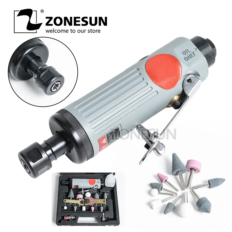 ZONESUN ZS-7306 полный набор пневматический Die шлифовальные станки Air Die мельница Гравировка инструмент полировальная машина для пневматического