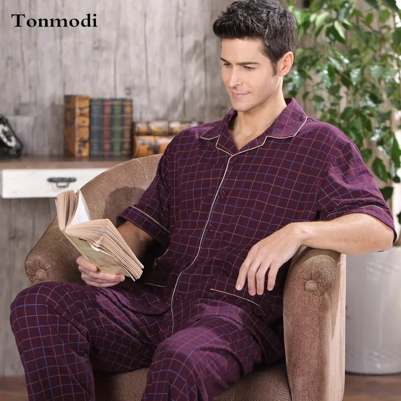 Пижамы для мужчин летние хлопковые пижамы короткий рукав мотобрюки тонкий кардиган Lounge пижамный комплект плюс размеры 4XL