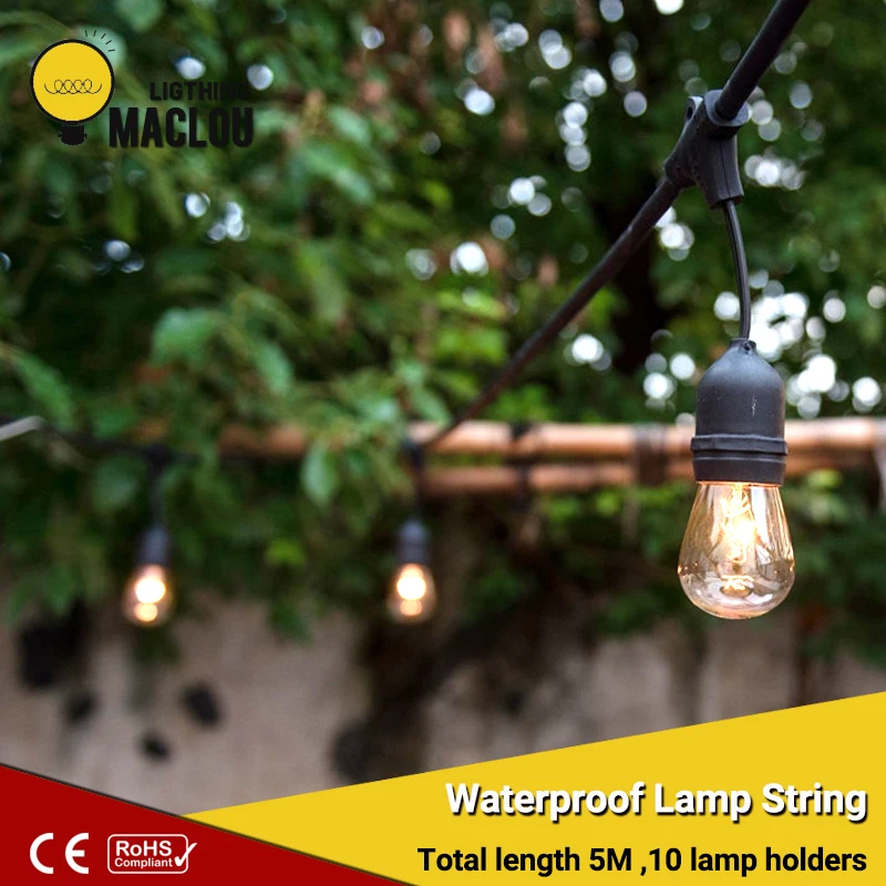 

Garland Led String Light 5M Waterproof Fairy Lights E27 EU Plug Wedding Lights LED Holiday Christmas Decoration For Home Outdoor