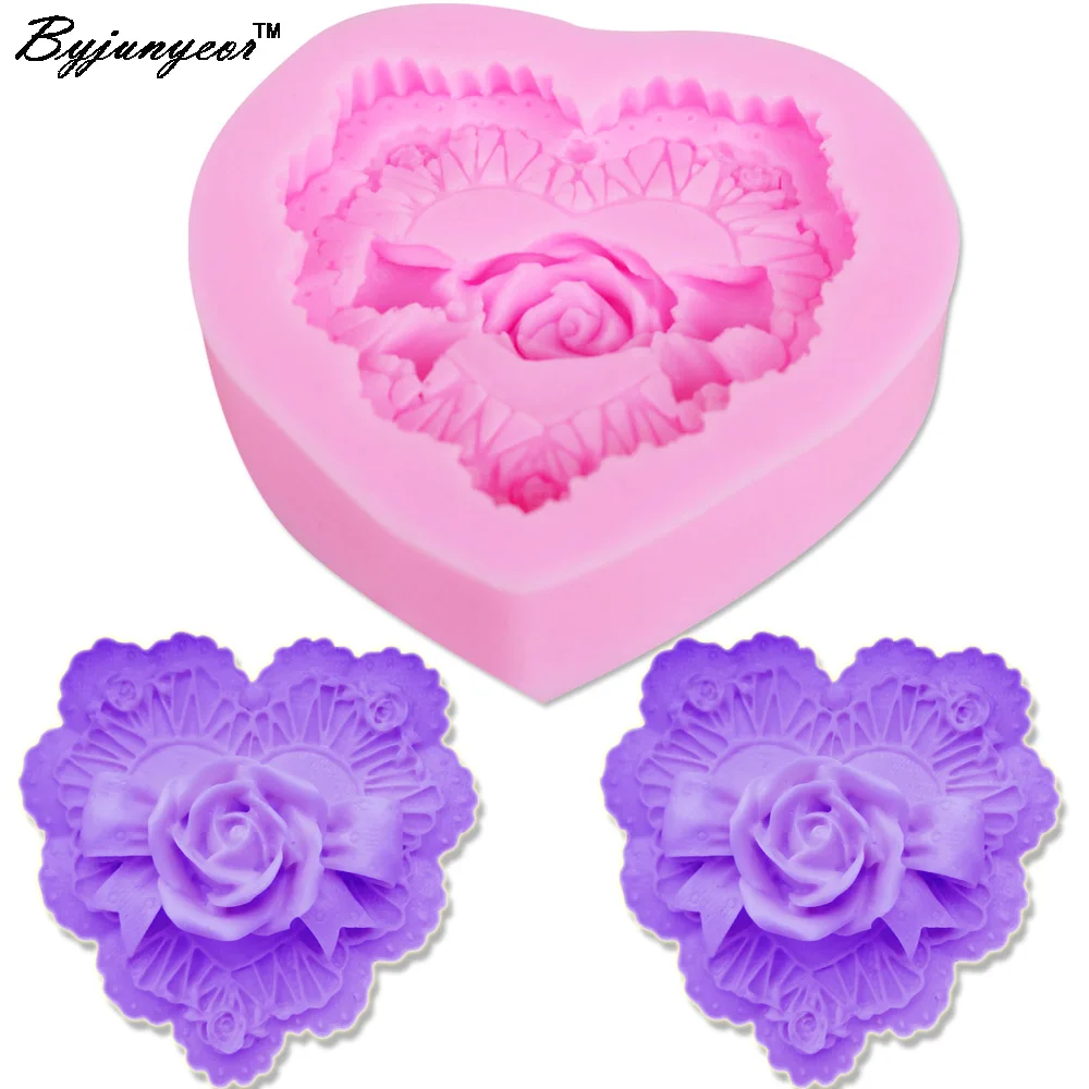 Byjunyeor M381 3D Love Heart chocolate эпоксидная УФ резина силиконовая форма сделай сам для