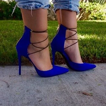 

Pointed Toe High Heels Women Pumps Cut-Out Back Zipper Roman Women Gladiator Sandals Sexy Stilettos Party Wedding Summer Shoes