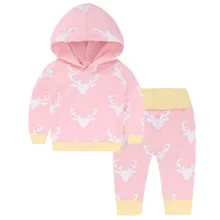 

Baby Girls Clothes Set Warm Deer Tops Hooded Boys T-shirt + Leggings Pants 2 Pcs Suits Cute Animals Kids Children's