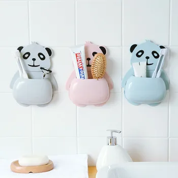 

Lovely Panda Toothbrush Holder For Children Kids Sucker Toiletries Toothpaste Holder Wall Suction Hook Bathroom Set Toothbrush
