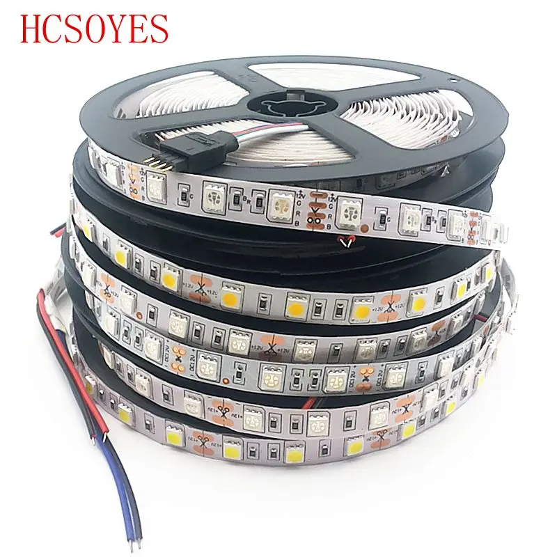 • 5 м в катушке) DC12V 5050 SMD светодиодные полосы 60 светодиодов/M не обладает водонепроницаемостью: whte PCB свет