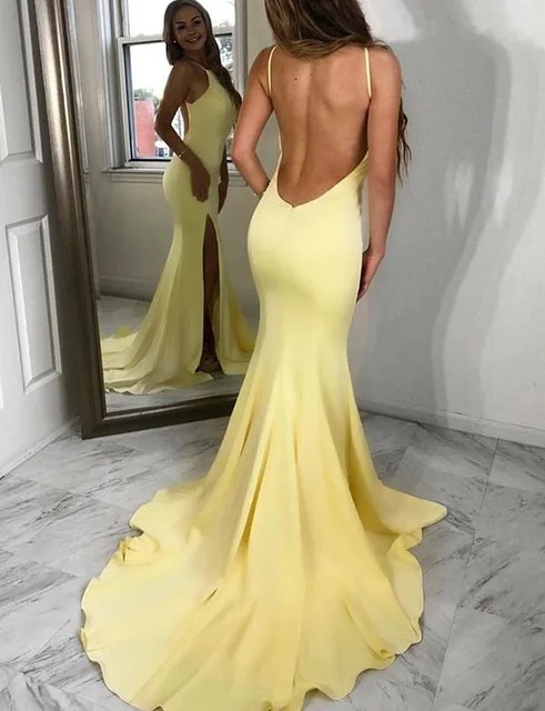 Bright Yellow Long Evening Dress 2019 