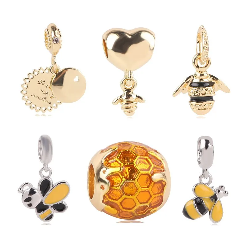 

Ranqin 2019 New Golden Heart&Bee Honey Comb Family Tree Infinity Flower Love Clip&Bead Fits Pandora Charm Bracelet